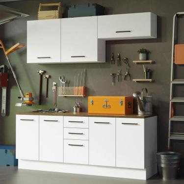 Imagem de Kit com 2 Balcões e 2 Armários Aéreos Multiuso 200cm Agata Madesa