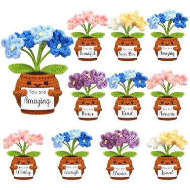 Imagem de Skylety 10 Pcs Inspirational Gifts Bulk Mental Support Positive Flower Birthday Crochet Encouragement Stuffs with Inspirational Card Employee Appreciation Gifts for Women Coworker Teacher Friend