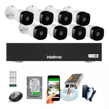 Imagem de Kit Cftv 8 Câmeras Full Hd 1080p 2mp Dvr Intelbras 3008 Hd 1tb