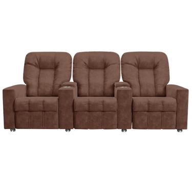 Imagem de Poltrona Reclinável 3 lugares para Sala de Cinema Romeo F05 Veludo Terracota - Lyam Decor