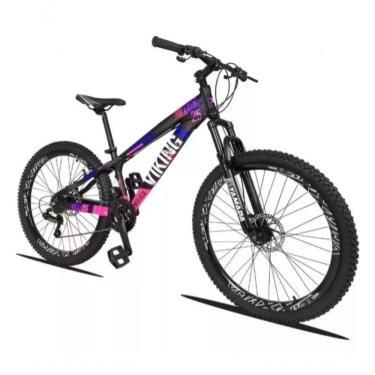 Imagem de Bicicleta Vikingx Aro 26 Câmbios Shimanos 21v Preto Rosa