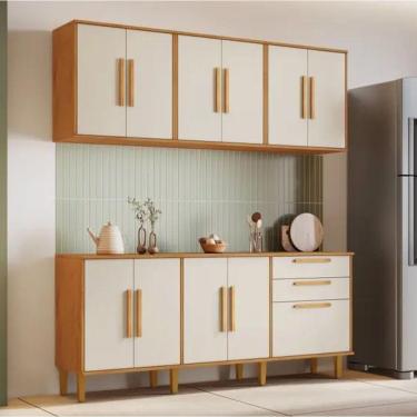 Imagem de Cozinha Completa 11 Portas 2 Gavetas Lorena Kaiki Móveis - Nature/off