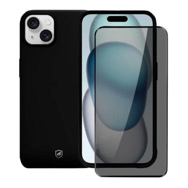 Imagem de Kit Capa Silicon Cloud E Pelicula Defender Pro Privacidade Para Iphone 15 Plus - Gshield