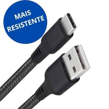 Imagem de Cabo Usb Nylon 1M Para Moto G20 - Compatível Preto