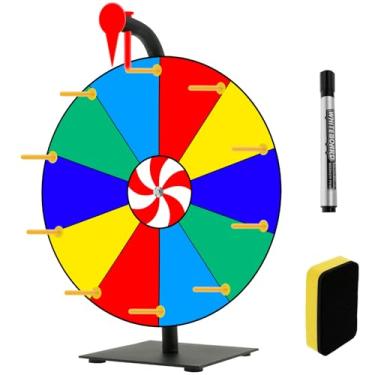 Imagem de Roda de mesa giratória, 10 compartimentos, roda de prêmio rotativa colorida com borracha seca e caneta marcador Rodas of Fortune Spinner para prêmios Fortune Rotating Game Carnaval (10 compartimentos)