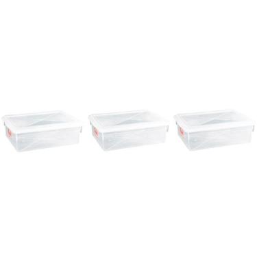 Imagem de 3 Caixas Plásticas C/ Tampa Organizadora Multi Uso 11 Litros - Pleion