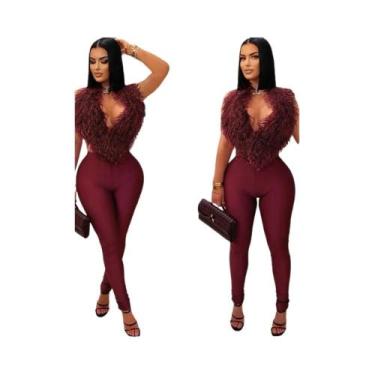 Imagem de Conjunto Feminino De 2 Peças: Colete Halter Sem Costas Com Borlas De P