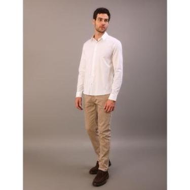 Imagem de Camisa Masculina Manga Longa Slim Básica - Branco-Masculino