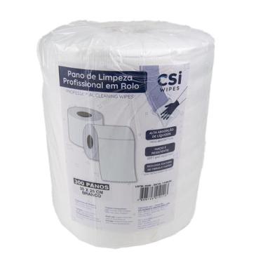 Imagem de 300 Panos Limpeza Profissional Industrial Multiuso CSI Wipes Branco