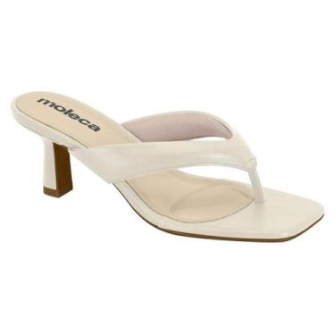 Imagem de Tamanco Feminino Moleca Salto Taça Geométrico Bico Quadrado -, Branco 