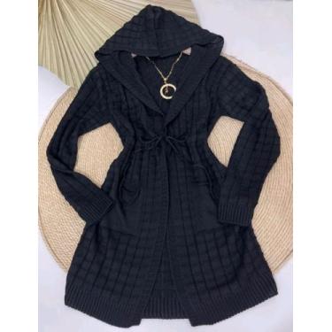 Imagem de Casaco Feminina De Frio Tricot Kimono Cardigan Casaco Capuz Lã - estac