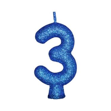 Imagem de Vela De Aniversário Número Glitter Azul Com 1 Un. - Tamarozzi, 3