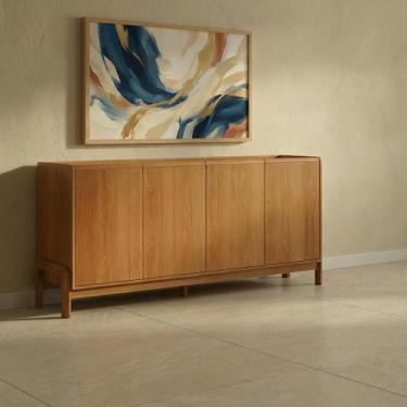 Imagem de Aparador Buffet 4 Portas Pés em Madeira Maciça Jequitiba - Repleta