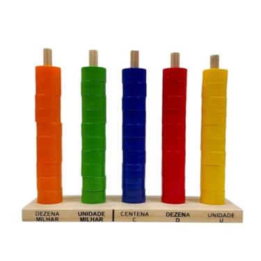 Imagem de Ábaco Aberto 5 Hastes e 50 Argolas Plásticas Ciabrink