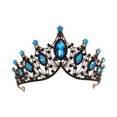 Imagem de Coroas Vintage Barrocas De Cristal Preto Com Strass, Tiara De Princesa