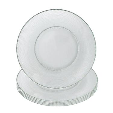 Imagem de Jogo 6 Prato Raso De Vidro Gema Plus Transparente 25cm Class Home