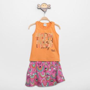 Imagem de Conjunto Infantil Rovitex Regata E Saia Estampada Menina, Laranja, 1A