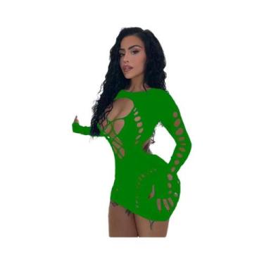 Imagem de Vestido Midi Transparente Sexy Em Rede Para Mulheres plus Size, Bodyco