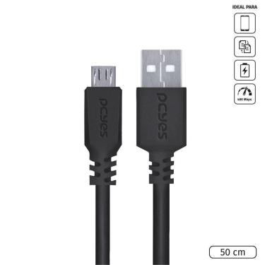 Imagem de Cabo Celular Micro Usb Usb A 2.0 50cm Preto
