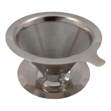 Imagem de Coador De Café Inox Reutilizável Malha Dupla Ultrafina Tamanho G Prateado Sem Filtro De Papel - Ecológico