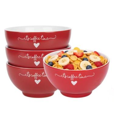 Imagem de Jogo 4 Bowl Tigela Cumbuca Sobremesas Porcelana Vermelho Red Lamour Co