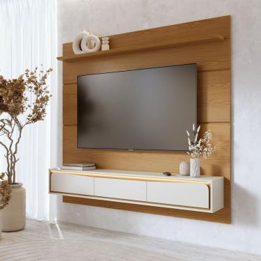 Imagem de Painel para Tv 65 Polegadas com Led 180cm Tahiti Freijó/ Off White Matte