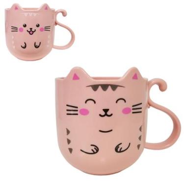 Imagem de Caneca de Gato 360ml em Plástico Resistente - DY, Rosa Sortido