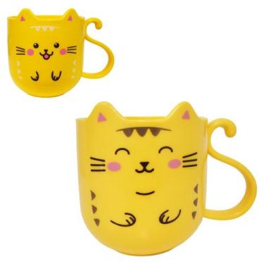 Imagem de Caneca de Gato 360ml em Plástico Resistente - DY, Amarelo Sortido