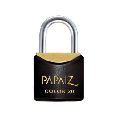 Imagem de Cadeado com Chave 20mm Latão Preto Color Line Papaiz, Preto