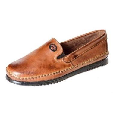 Imagem de Sapatilha Mocassim Couro Masculino Costura Manual Calce Facil Ajuste Elastico Macia Leve Dia a Dia-Masculino