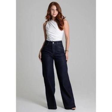 Imagem de Calça Sawary Wide Leg Pantalona Cintura Alta Original 276266-Feminino