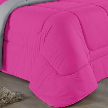 Imagem de Kit Edredom Dupla Face + Jogo De Lençol Casal Nobre 6 Peças Malha 100% Algodão - Pink / Cinza