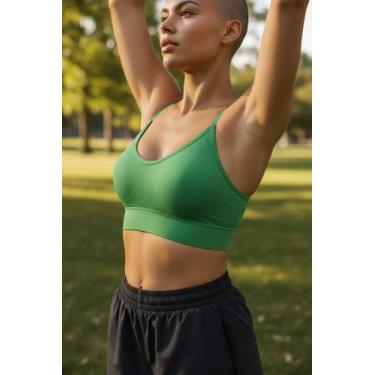 Imagem de Top Feminino Academia Fitness Alça Ajustável Básico Com Bojo COR:VERDE