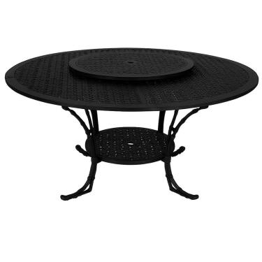 Imagem de Mesa De Alumínio Fundido Giratório Bambú área Externa Interna Preto