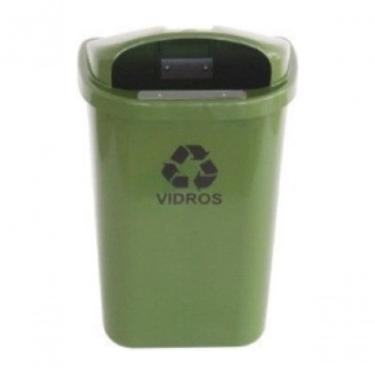 Imagem de Cesto para Coleta Seletiva ST6 50L Individual sem Poste com Fechadura e Apagador de Cigarros Preto, Branco, Azul