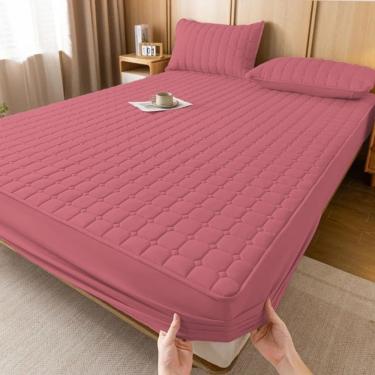 Imagem de Capa de Colchão Impermeável Box Queen em Poliéster Polietileno e Polipropileno 01 Peça Rosa OEM