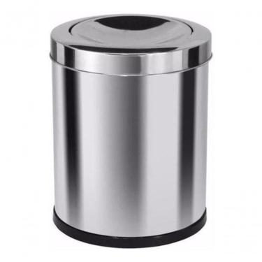 Imagem de Cesto de Lixo Home 13L em Aço Inox com Tampa Basculante Vai e Vem para Cozinha e Banhei...