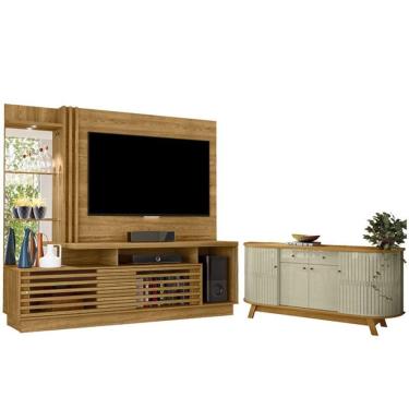 Imagem de Estante Home Theater Frizz Plus Cumaru Com Aparador Buffet Mônaco Cumaru Opala - Madetec