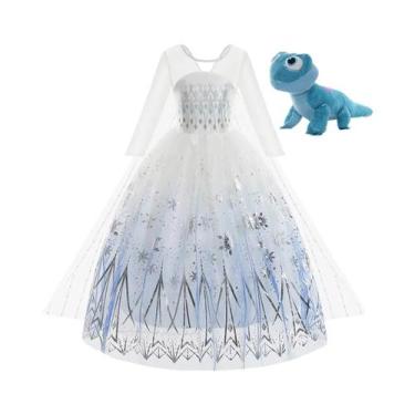 Imagem de Vestido De Princesa Elsa Da Disney Para Meninas, Vestido Branco De Ren