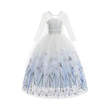 Imagem de Vestido De Princesa Elsa Da Disney Para Meninas, Vestido Branco De Ren