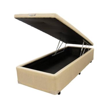 Imagem de Cama Box Baú Castor Solteiro Linho Bege 120x203x35cm