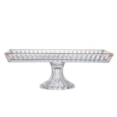 Imagem de Prato Bolo Tattile Cristal com pé borda dourada -L Hermitage - L'Hermi