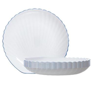 Imagem de Prato fundo Tetis Vidro Opalino Filado azul Concha -L Hermitage - L'He