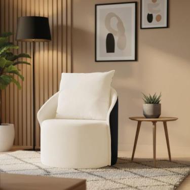 Imagem de Poltrona Sala Orgânica Base Giratória Talita Pu Preto e Linho K01 - D 