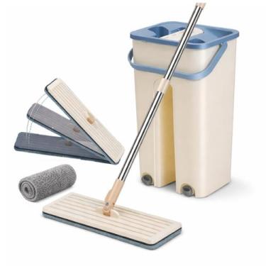 Imagem de Mop Flat Esfregão com Balde Duplo Lava e Seca Rodo Mágico Microfibra C