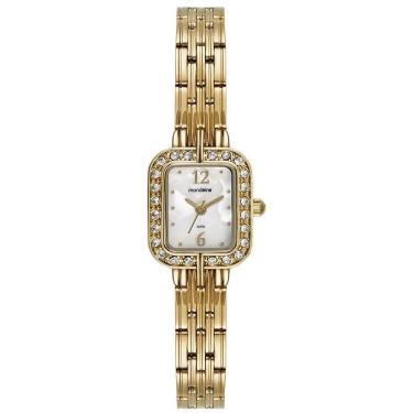 Imagem de Relógio Mondaine Feminino Quadrado Madrepérola Cristais Dourado 99781LPMVDE1
