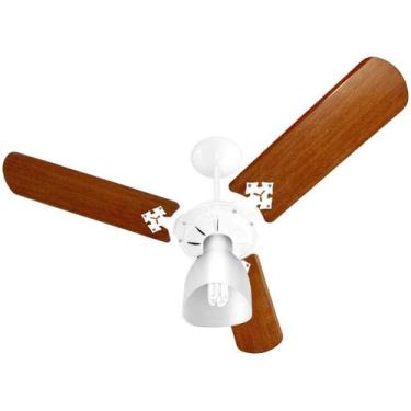 Imagem de Ventilador de Teto com 3 Pas Branco e Madeira com Lustre 127V VENTI DE