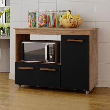 Imagem de Balcão Cozinha Para Forno Micro-ondas Multiuso Liz 03 Portas Savana Pr