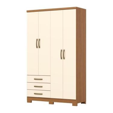 Imagem de Guarda Roupa 04 portas e 03 Gavetas Caju DA135 Cinamomo Off White - He