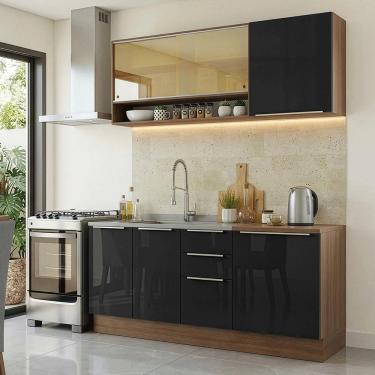 Imagem de Armário de Cozinha Compacta 180 cm Rustic/Preto Lux Madesa 04